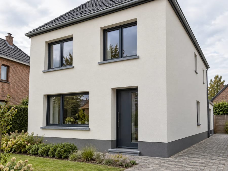 Gevelwerken — crepi-afwerking