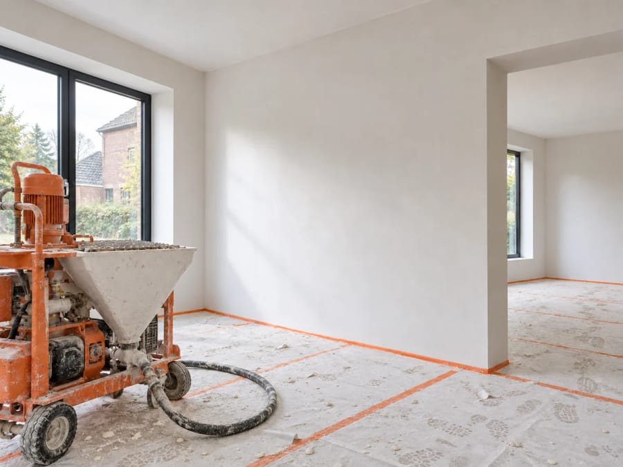 Pleisterwerken — vlakke muren en plafond na het pleisteren